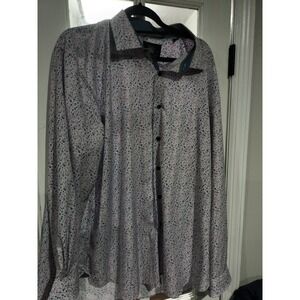 Work Rest Karma Dress Shirt Mens 19 Big 36/37 White Floral WRK 4 Way Stretch